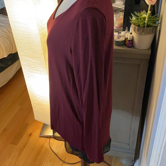Karen Kane long sleeve burgundy tunic type top. - Picture 4 of 7